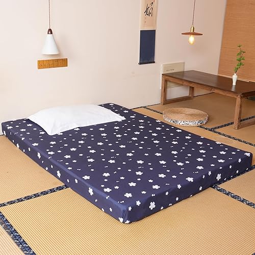 Miniatura 2 de Colchón de futón japonés con funda extraíble, tamaño individual de 4 pulgadas de grosor, plegable, colchón de espuma viscoelástica adecuado para