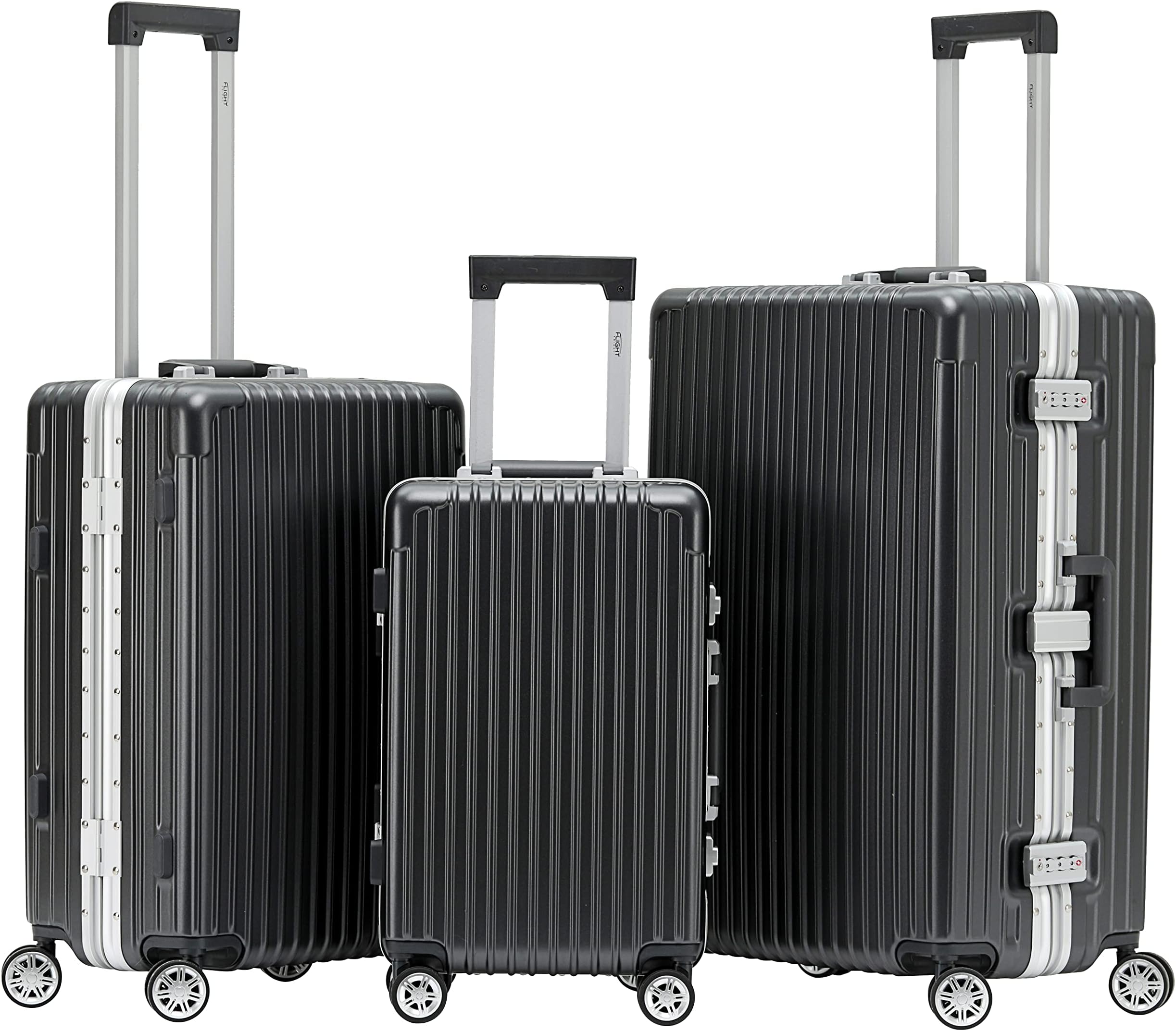 Premium Travel Suitcase - 8 Spinner Wheels - Built-in Side Lock Lightweight Aluminium Frame, ABS Hard Shell Carry on Check in Luggage Highly Durable - Approved for Over 100 Airlines