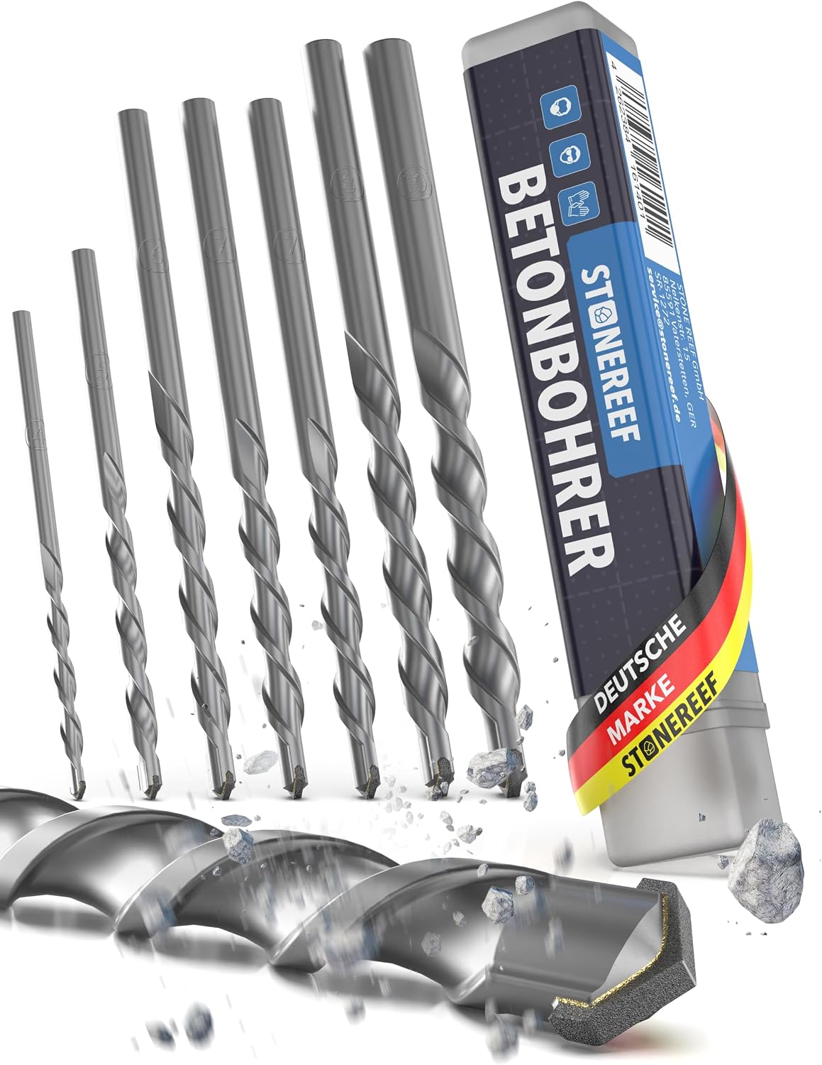 7-Piece Concrete Drill Bit Set with Round Shank Diameter 4-10 mm - Masonry Drill Bit for Concrete, Masonry & Brick - YG8C Carbide Tip Ground - Drill Bit Set for Hammer Drill & Cordless Screwdriver