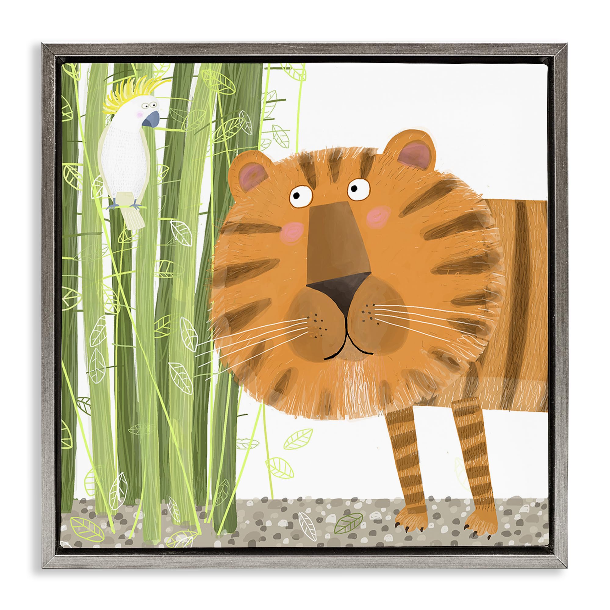 Stupell Industries Luster Gray (Matte) 'Bamboo Trees & Tiger'| Floating Frame Canvas Art