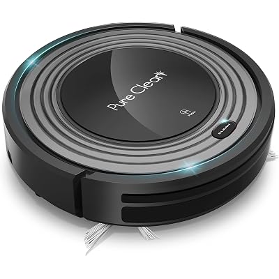 Automatic Programmable Robot Vacuum Cleaner - Robotic Auto Home Cleaning for Clean Carpet Hardwood Floor w/Self Activation and Charge Dock - Pet Hair & Allergies Friendly - PureClean PUCRC96B.5