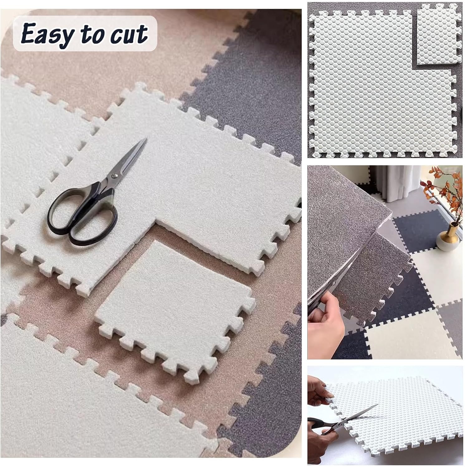 16 Pieces Plush Interlocking Square Carpet Floor Tiles,12x12 Inch Puzzle Piece Floor Mat,Puzzle Mat for Playroom,Living Room(Size:0.23 Inxh,Color:Orange)