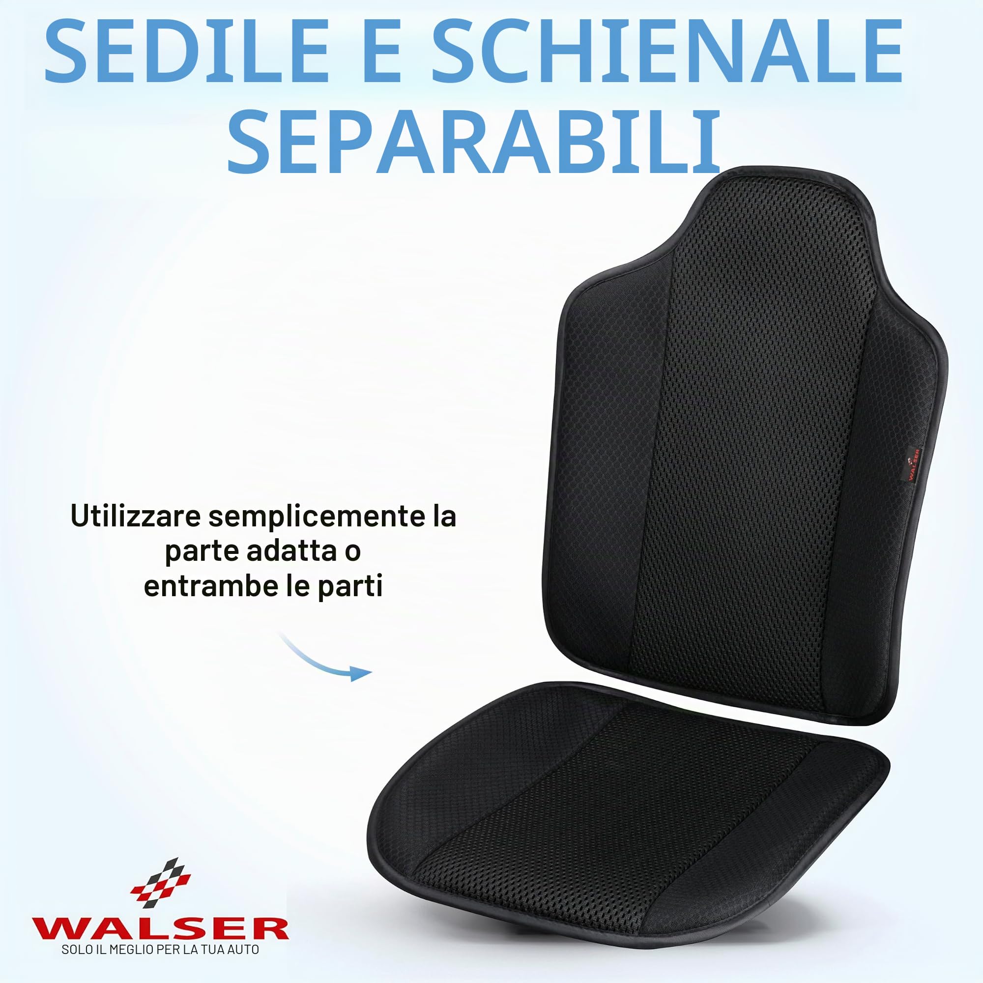 WALSER coprisedile auto Aero-Spacer, proteggi sedile traspirante, cuscinetto protettivo universale con imbottitura, comodo coprisedile nero 13994