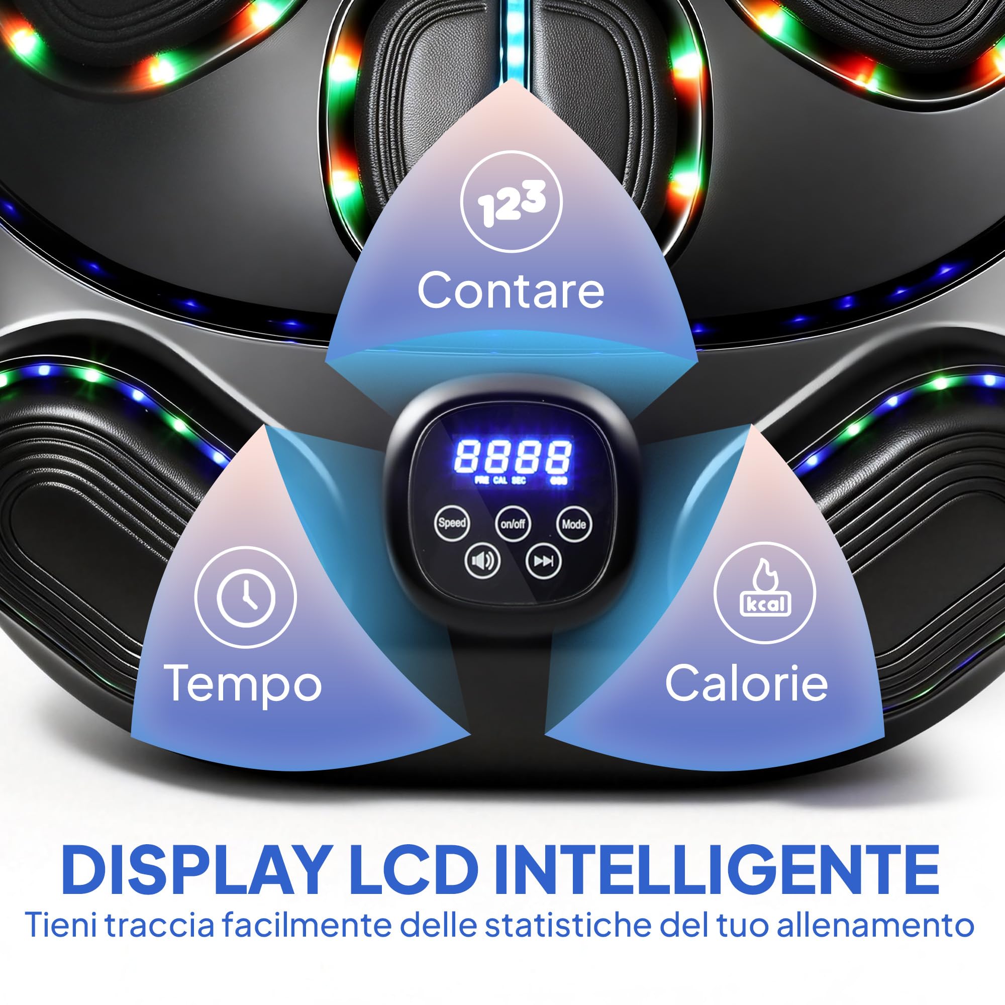 SPORTNOW Macchina da Boxe Musicale a Parete con 9 modalità e Luci LED Multicolore, Music Boxing Machine per Adulti con Connessione Bluetooth, per Casa e Palestra, 61x48x11 cm, Nero