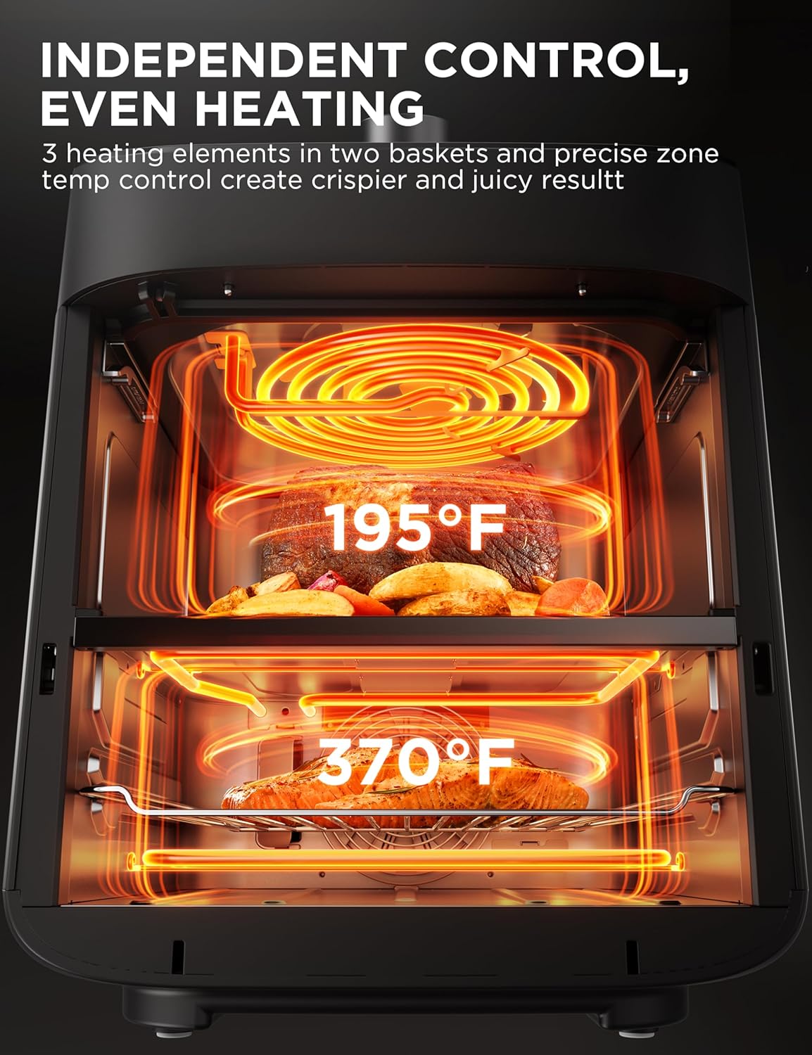 المتكامل - ميديا فرن مقلاة هوائية ثنائي المنطقة سعة 11 لتر مع ... - view 5