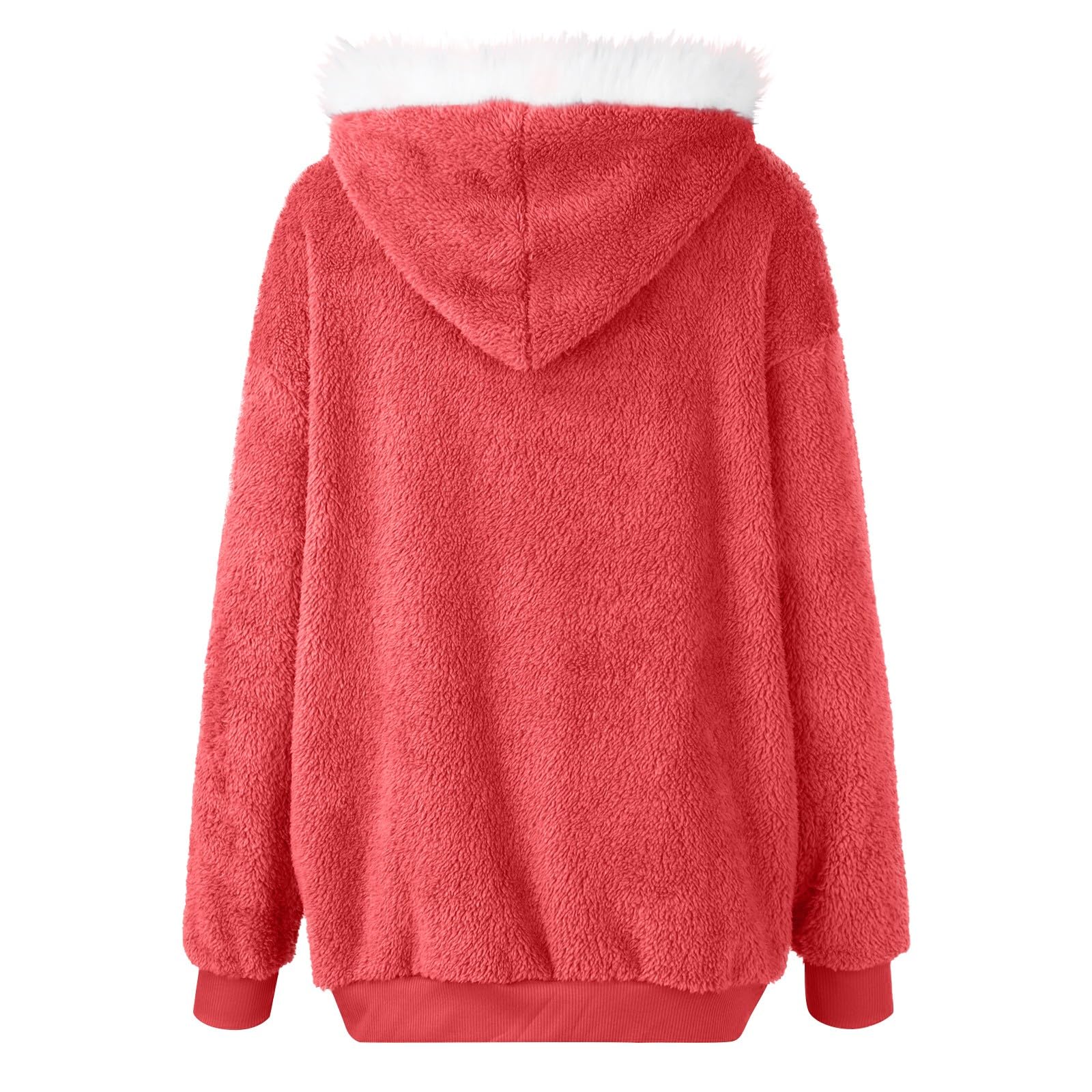 Generisch Fleecejacke Damen Mit Kapuze Winterjacke Damen Warm Teddyjacke