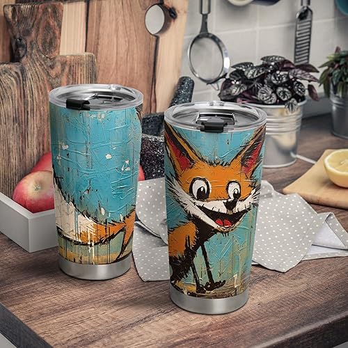 Miniatura 2 de ORCAE Regalos de zorro de 20 onzas para los amantes de los zorros, regalos de café para los amantes del café, genial, divertido, lindo vaso de café