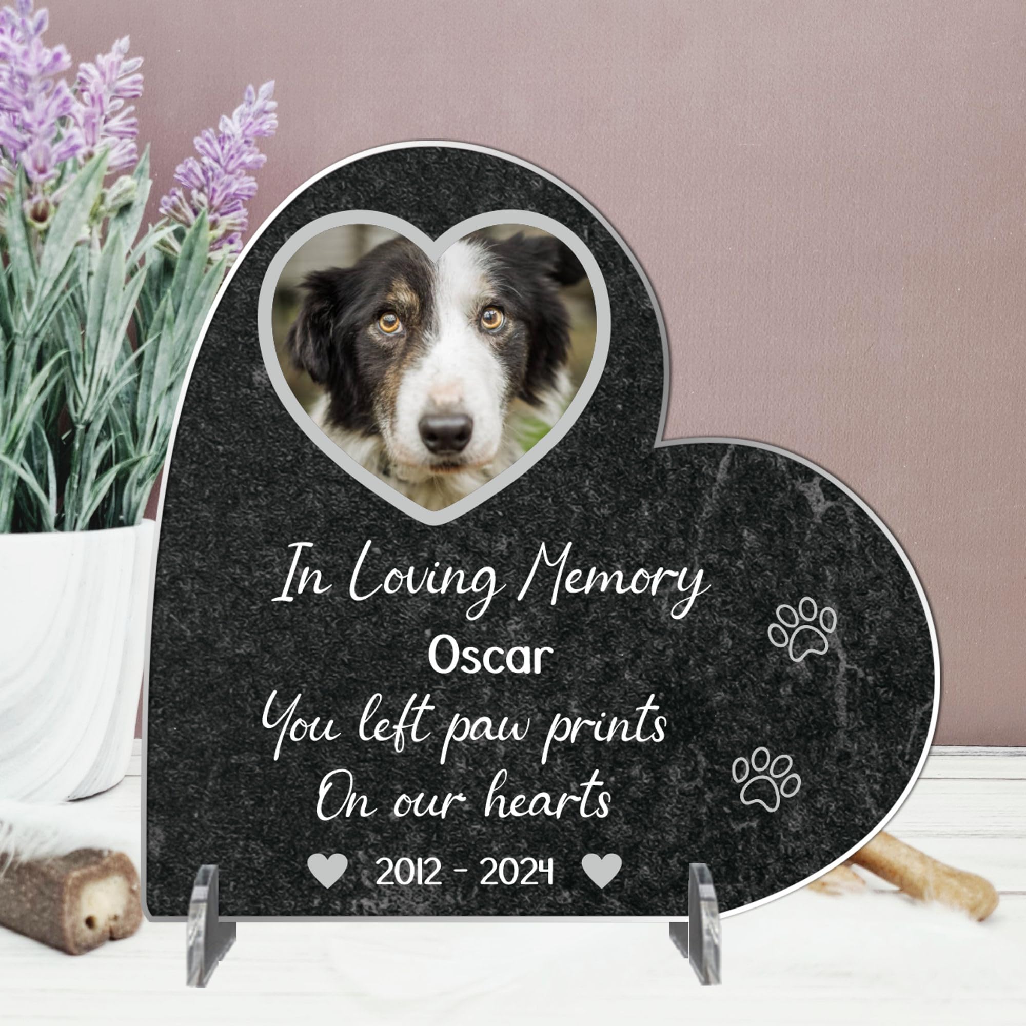 Pet Bereavement Gifts: Personalised Dog Memorial Plaque with Photo | Cat & Dog | Pet Memorials, Dog Gifts, and Christmas | Bereavement Cards Alternative. (Acrylic 13.5cm x 13.5cm, Black)