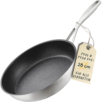 SILBERTHAL Induction Frying Pan, 28 cm, Coated, Stainless Steel, Suitable for All Hobs, Oven-Safe | F&uuml;r alle Herdarten inkl. 