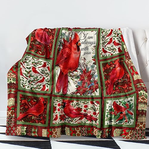Miniatura 2 de YAYAGo Manta de cardenales de pájaros rojos, manta de felpa para el día de San Valentín, Navidad, decoración suave de sofá, 50 x 60 pulgadas