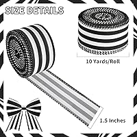 Vista 4 de Cinta de alambre con rayas blancas y negras - 1.5 pulgadas x 10 yardas, cinta de primera calidad para envolver regalos, decoración navideña