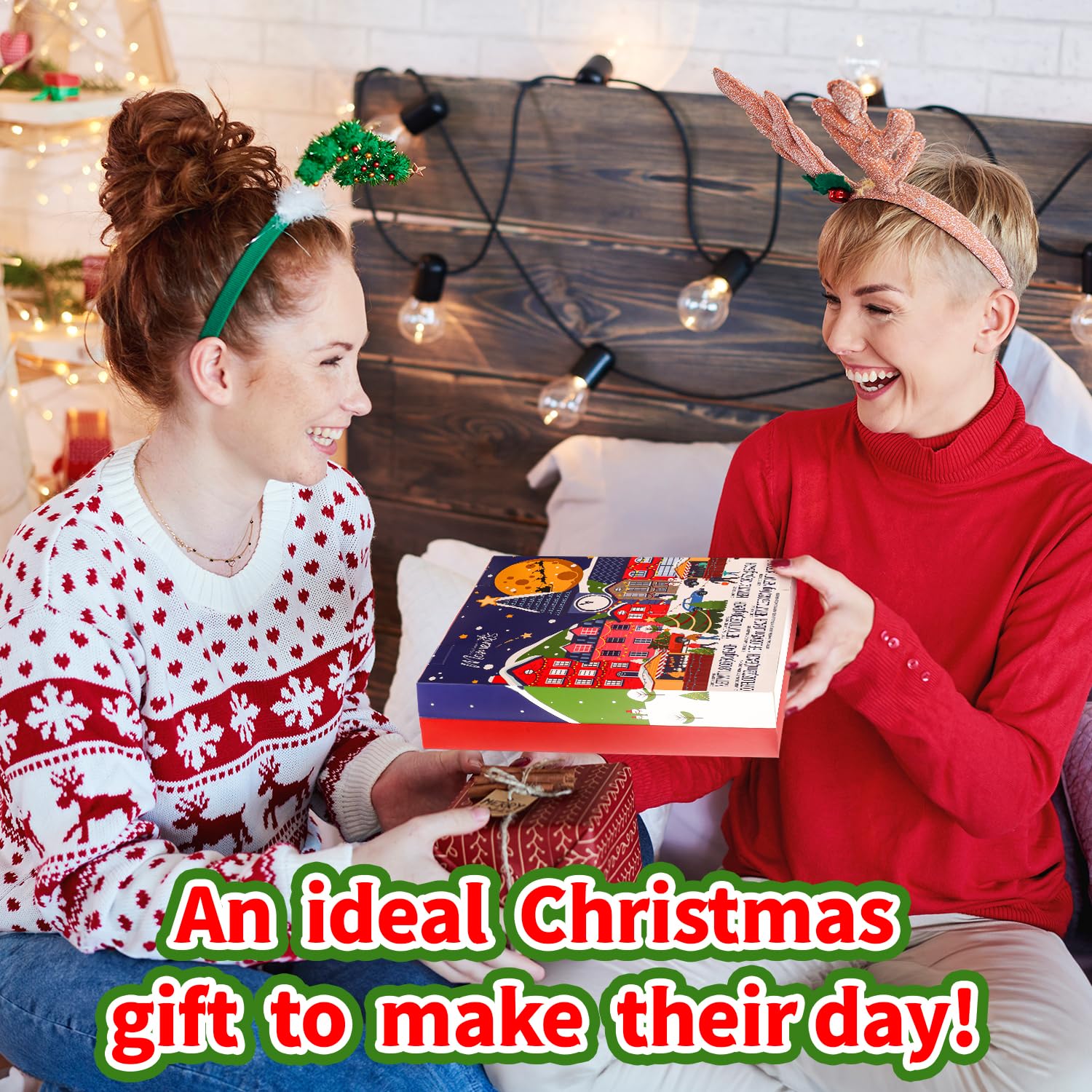 BODY & EARTH Regali di Natale per donne, set da 24 pezzi, set da bagno per Natale con confezione regalo, candela profumata, bagno di schiuma, decorazione natalizia, fidanzata, regalo natale donna
