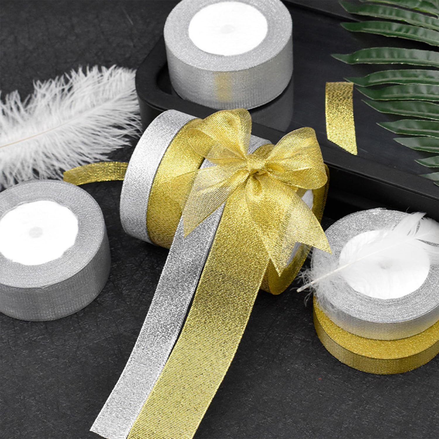 2 Roll Metallic Silver Organza Ribbon - 40mm X 22 Meters,Decorative Ribbon for Gift Wrapping Card Making, Crafts and Scrapbooking - Image 4