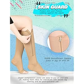 Athbavib 2 Pairs Compression Socks for Women & Men with Zipper 15-20 mmhg, Wide Calf Open Toe Plus Size Compression Socks Men, Knee High Compression Stockings for Flying Nurses Pregnant Women Travel