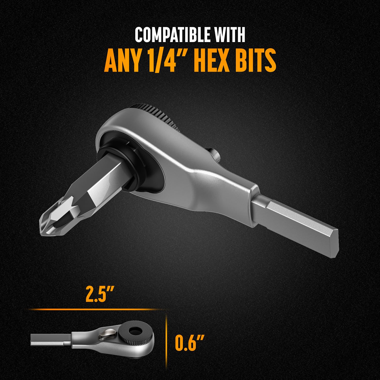 GALVANOX Flat-end Ratchet Driver Designed for Leatherman Models - Compatible with Multi-tool Flat Bit Kits and Standard 1/4