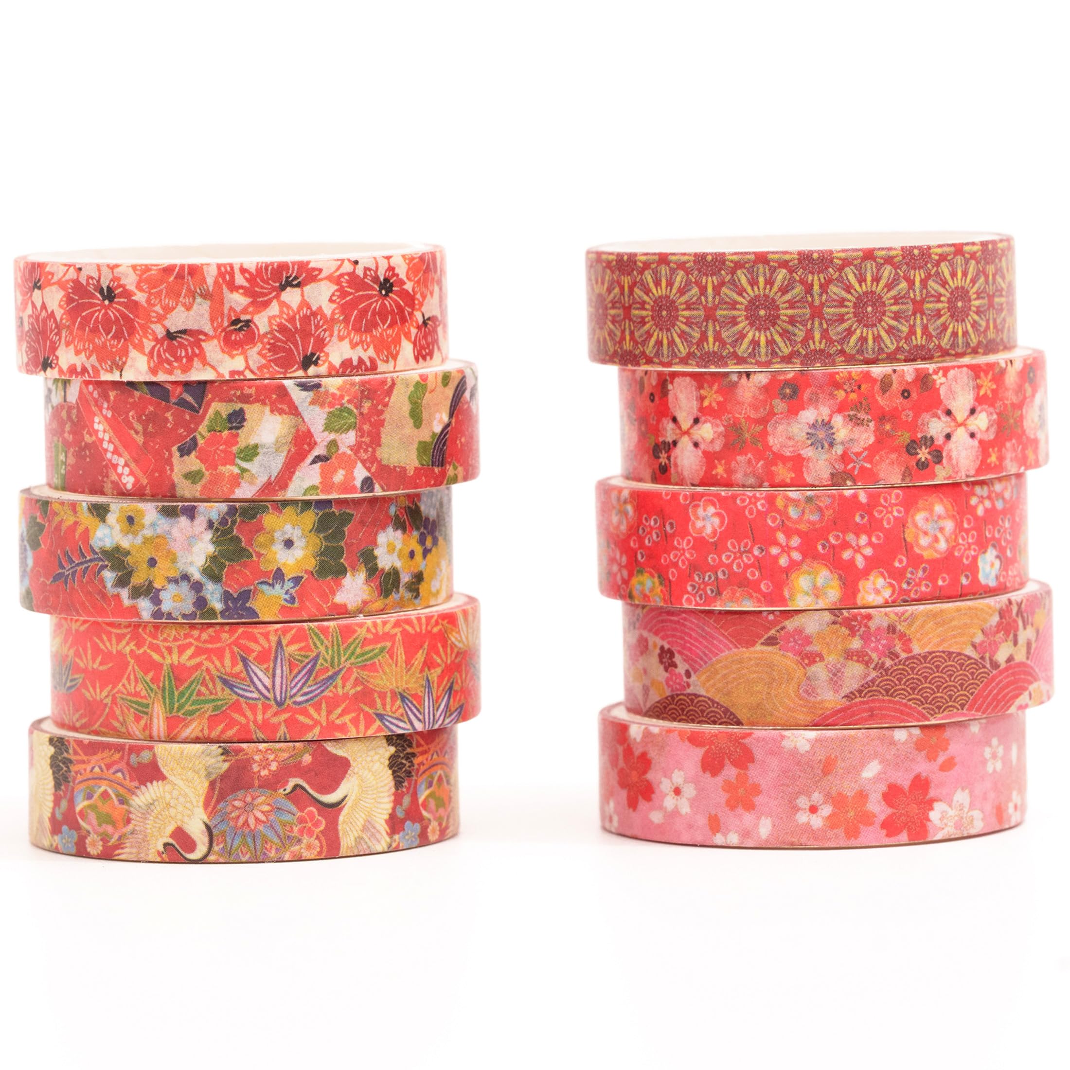 Songdao Washi Tape Ukiyo-e Style 10 Roll Set | Japanese Pattern Masking Tape, Perfect for Traditional Style, Notebook, Scrapbooking, DIY, Gift Wrapping, Thin Width 0.4 inches (10 mm) x 6.6 ft (2 m) (4