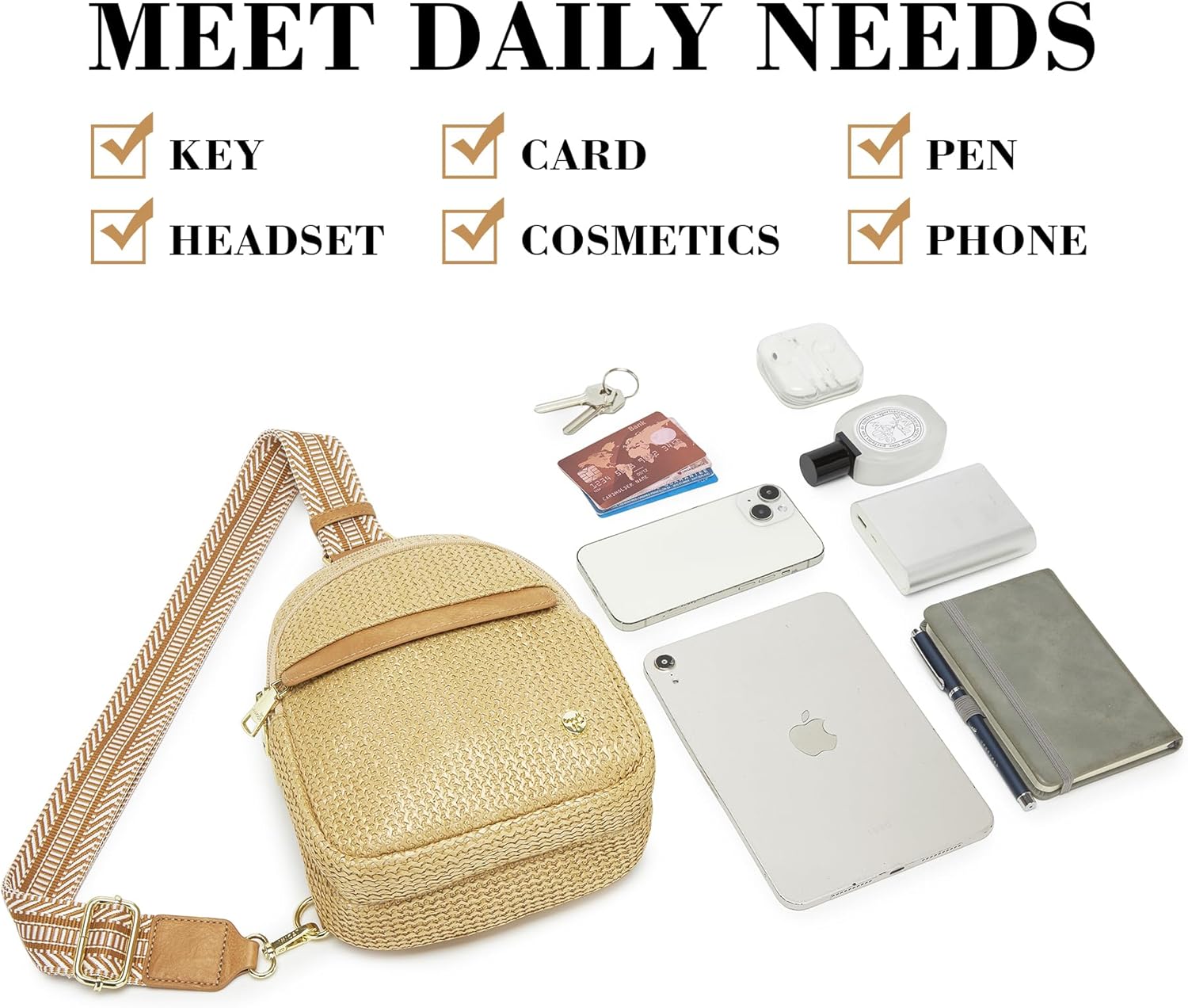 AOCINA Faux Straw Summer Purse Crossbody Bags for Women RFID Raffia Sling Bag Travel Hawaiian Beach Vacation Essentials - Image 4