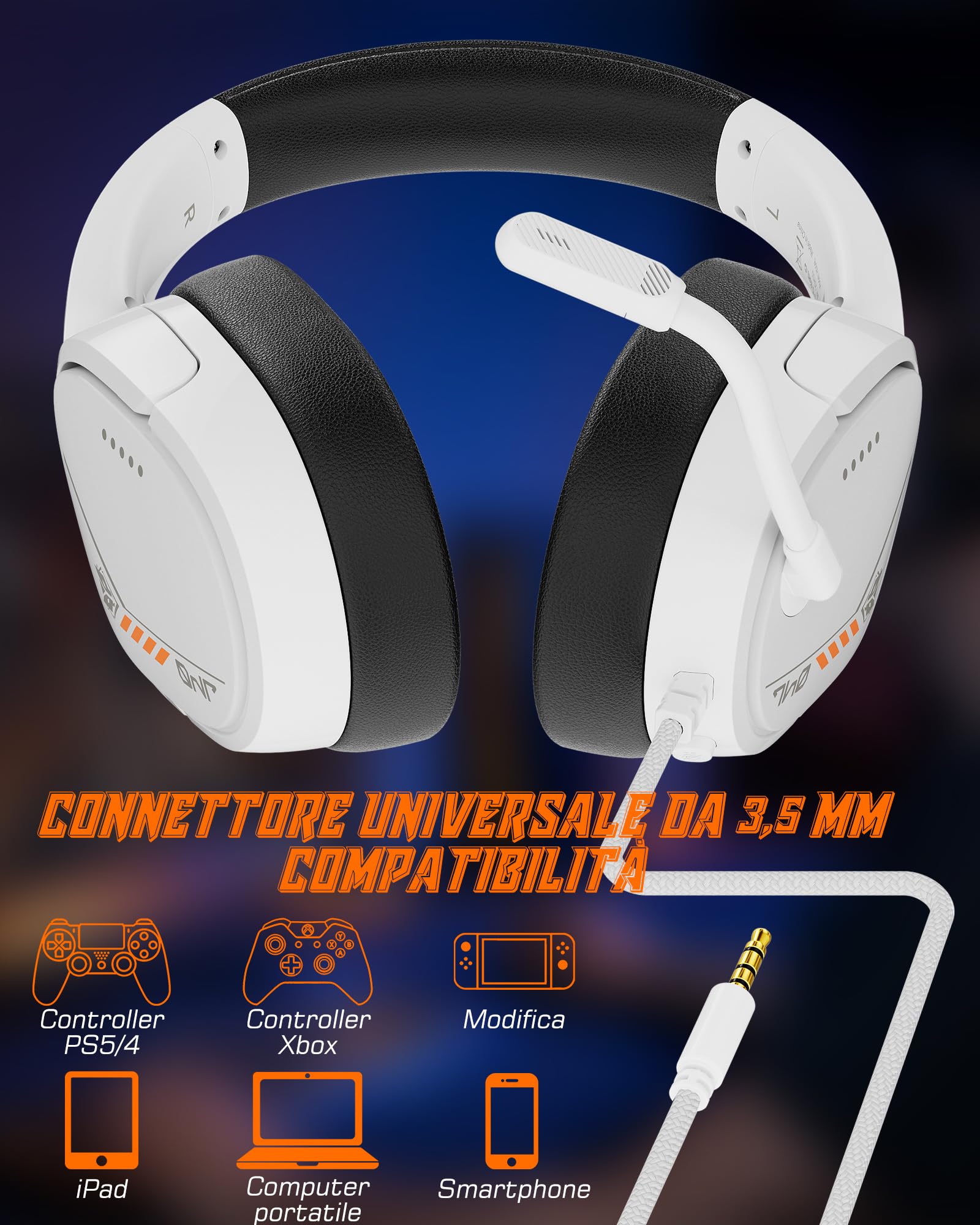 NUBWO HG04L Cuffie Gaming per PS5/PS4, Xbox Series X|S/Xbox One, Switch - Leggere 250g, Microfono Unidirezionale Clear, Paraorecchie in Memory Foam Morbido, Jack da 3,5mm per Gaming e Lavoro