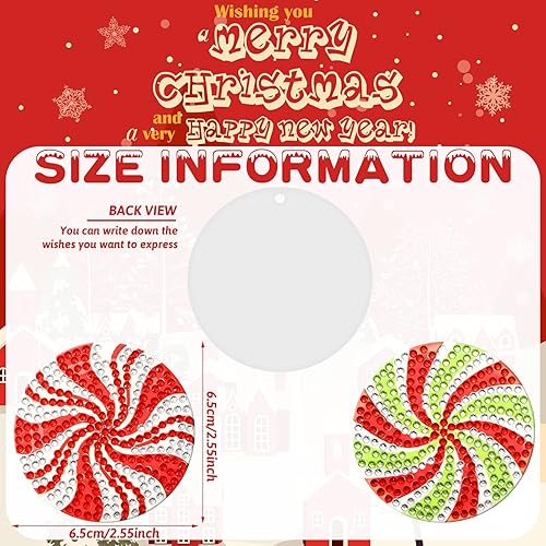 Miniatura 3 de Skylety Juego de 20 adornos artísticos de diamantes de Navidad, lindos adornos de piruleta de caramelo, pintura de diamante, etiqueta de bricolaje,