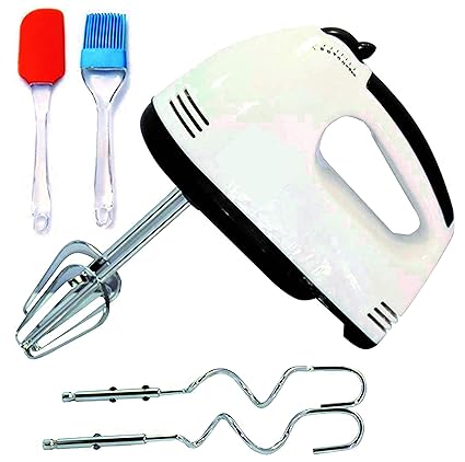 SHAYONA Egg Beater 300W High Speed Hand Mixer with 7 Speeds with Free Spatula and Oil Brush Set (1-PEC | White)