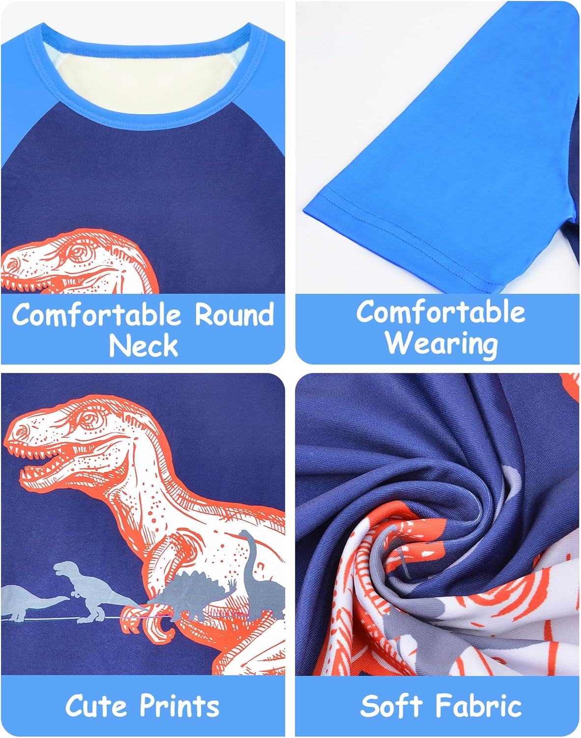 Fiodrimy Boys Pajamas Toddler Boys Summer Pajamas Dinosaur 2 Piece Short Sleeves Boy Pjs Kids Sleepwear Size 3-8 Years - Image 4