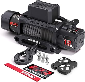 OPENROAD 12000 lbs Winch with Synthetic Rope and 2 Wireless Remotes -Panther Series 3S