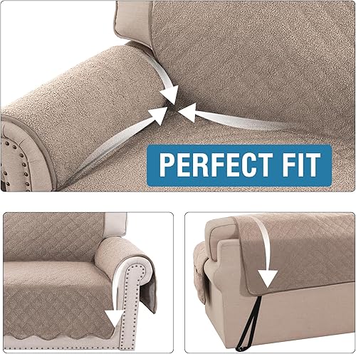 Miniatura 6 de H.VERSAILTEX Fundas acolchadas impermeables para sofá, fundas protectoras antideslizantes para perros, fundas para sofá de 3 cojines, protector de