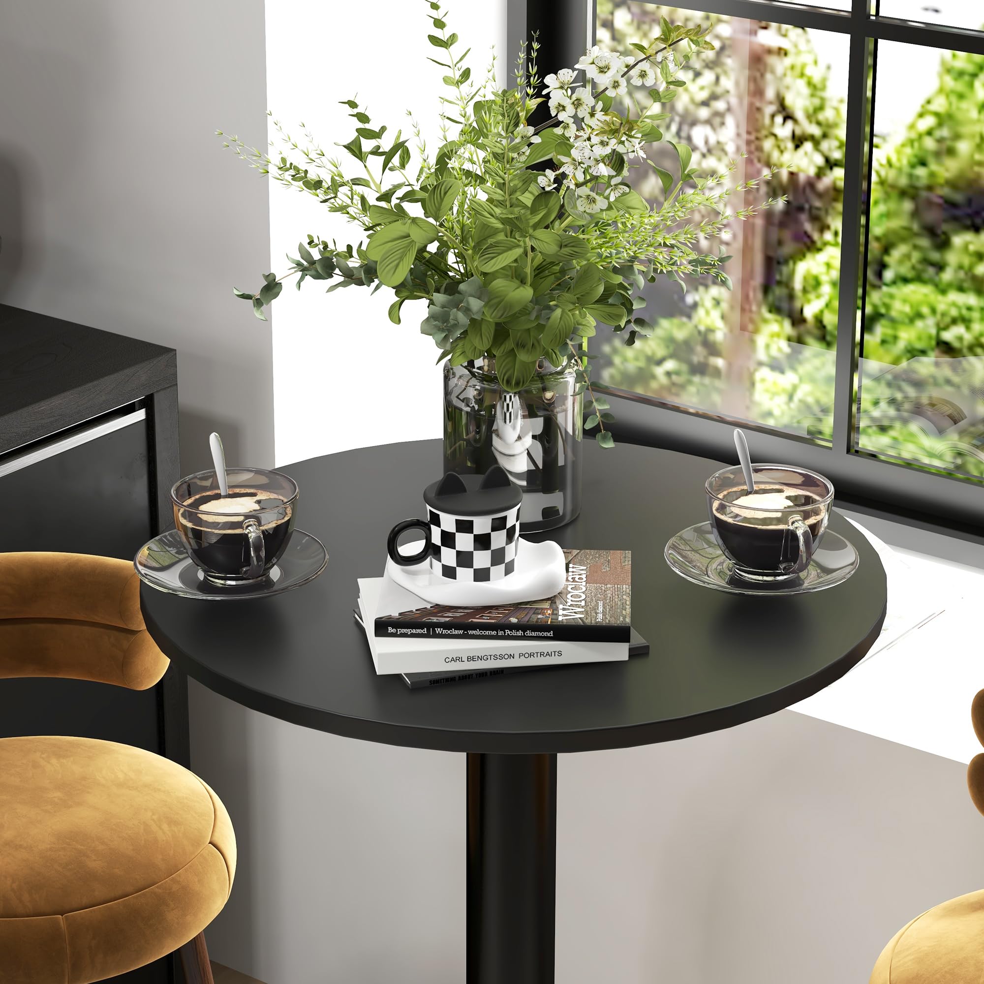 HOMCOM Table de Bar Ronde Mange-Debout 60L x 60l x 102H cm Noir