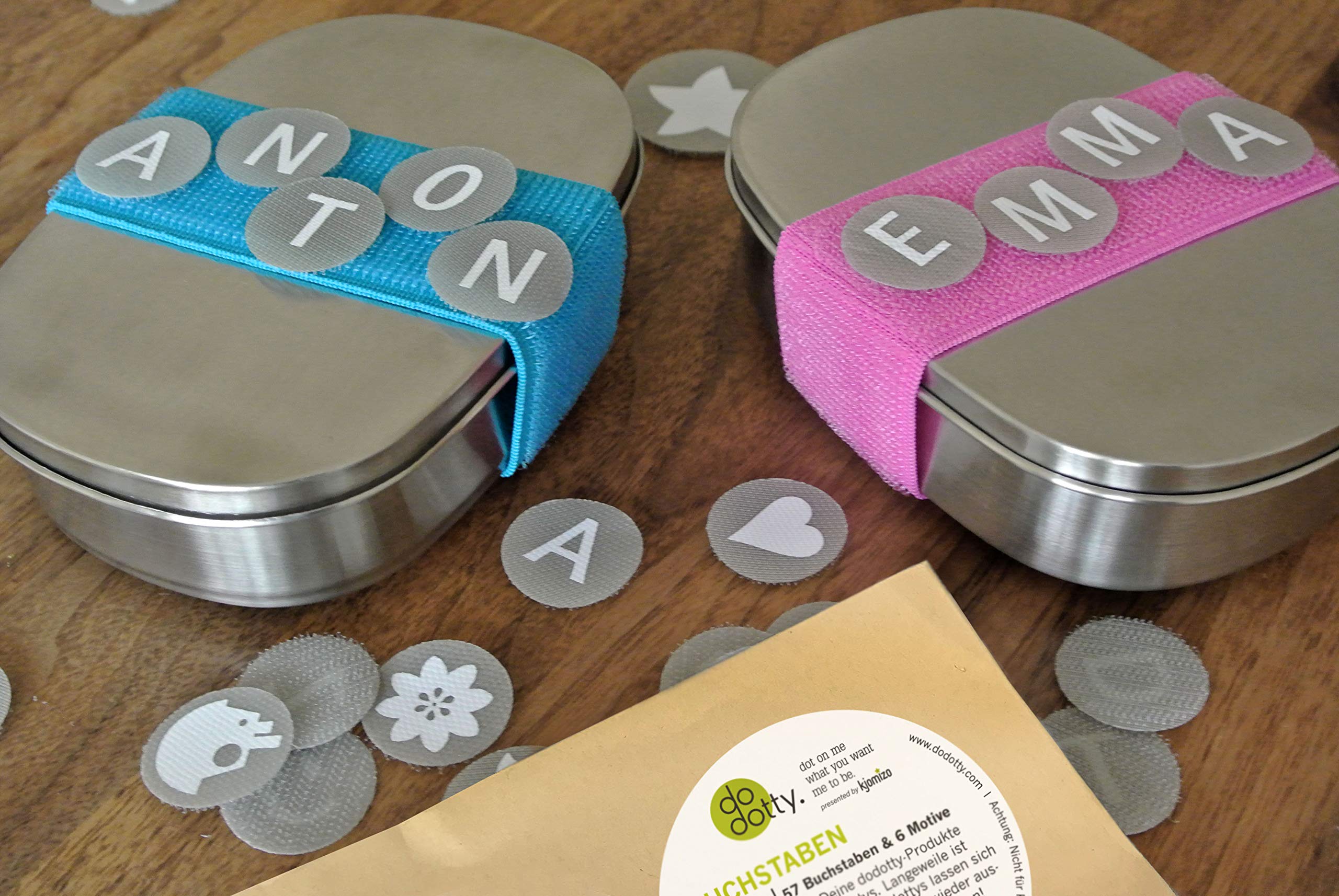 DottyBand Klettband Für Brotdosen - Personalisierbar Mit Buchstaben In Pink