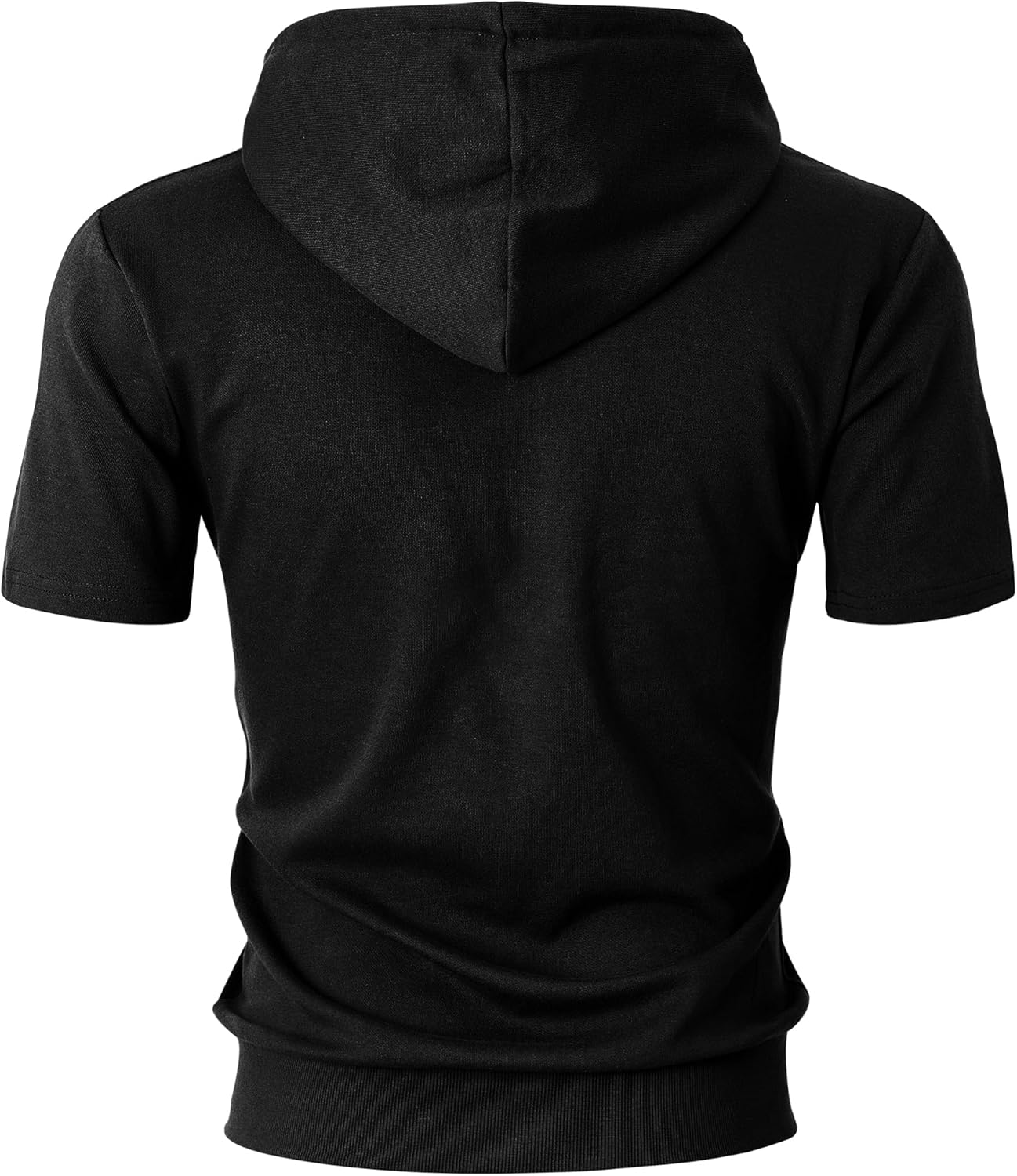 Ohoo Mens Slim Fit Zip up Hoodie Short Sleeve Thin Jacket Full Zip Sweatshirt with Kanga Pocket