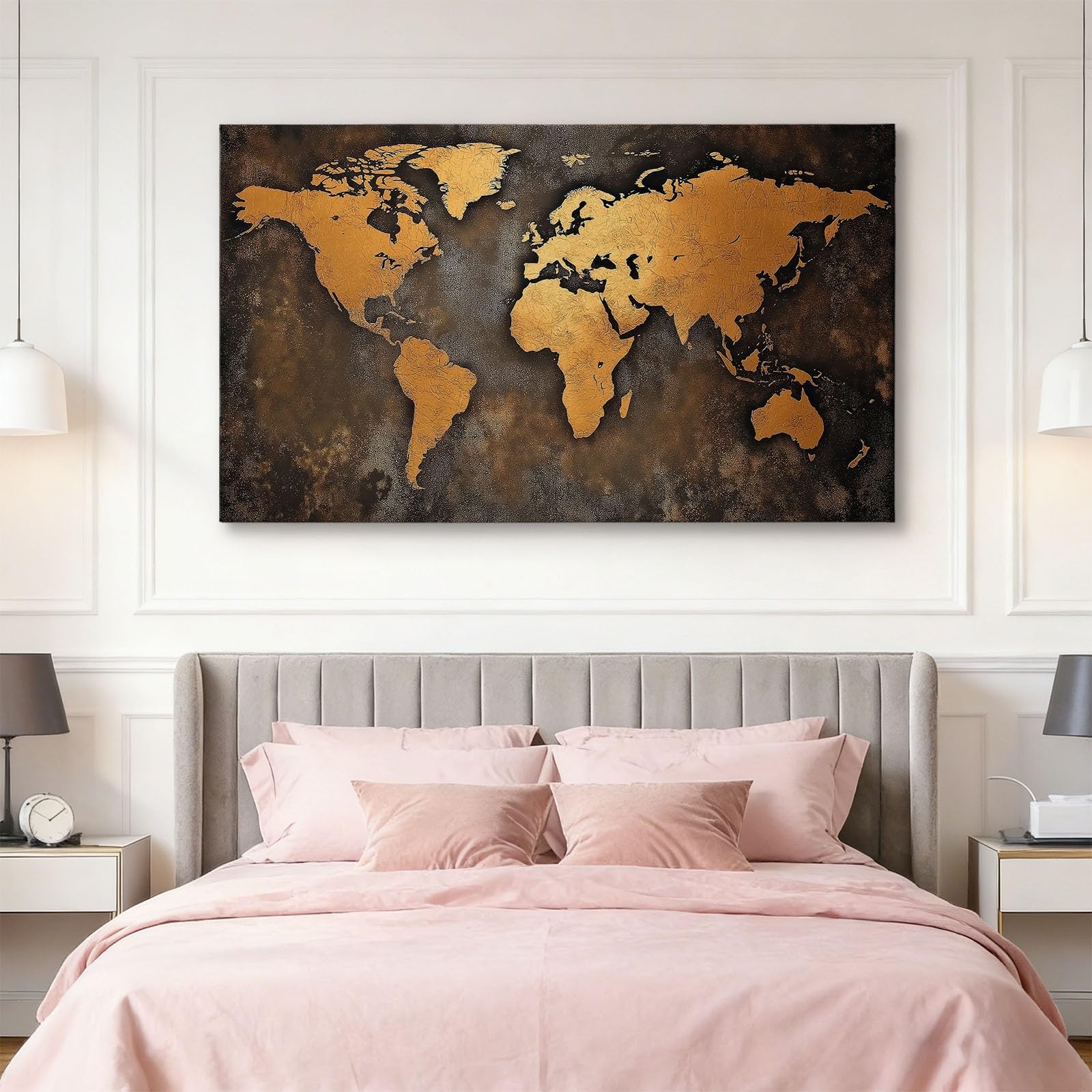 Lienzo decorativo para pared, diseño de mapa del mundo rústico, 39 x 20 pulgadas, pinturas sin marco, cuadros de pared clásicos retro, pósteres marrones o sala de estar, baño, dormitorio, pasillo