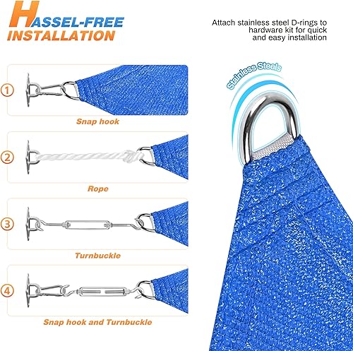 Miniatura 2 de TANG Sunshades Depot - Toldo cuadrado de 16 x 16 pies, toldo cuadrado azul con kit de herrajes, tela rectangular para sombra, bloque U* V para