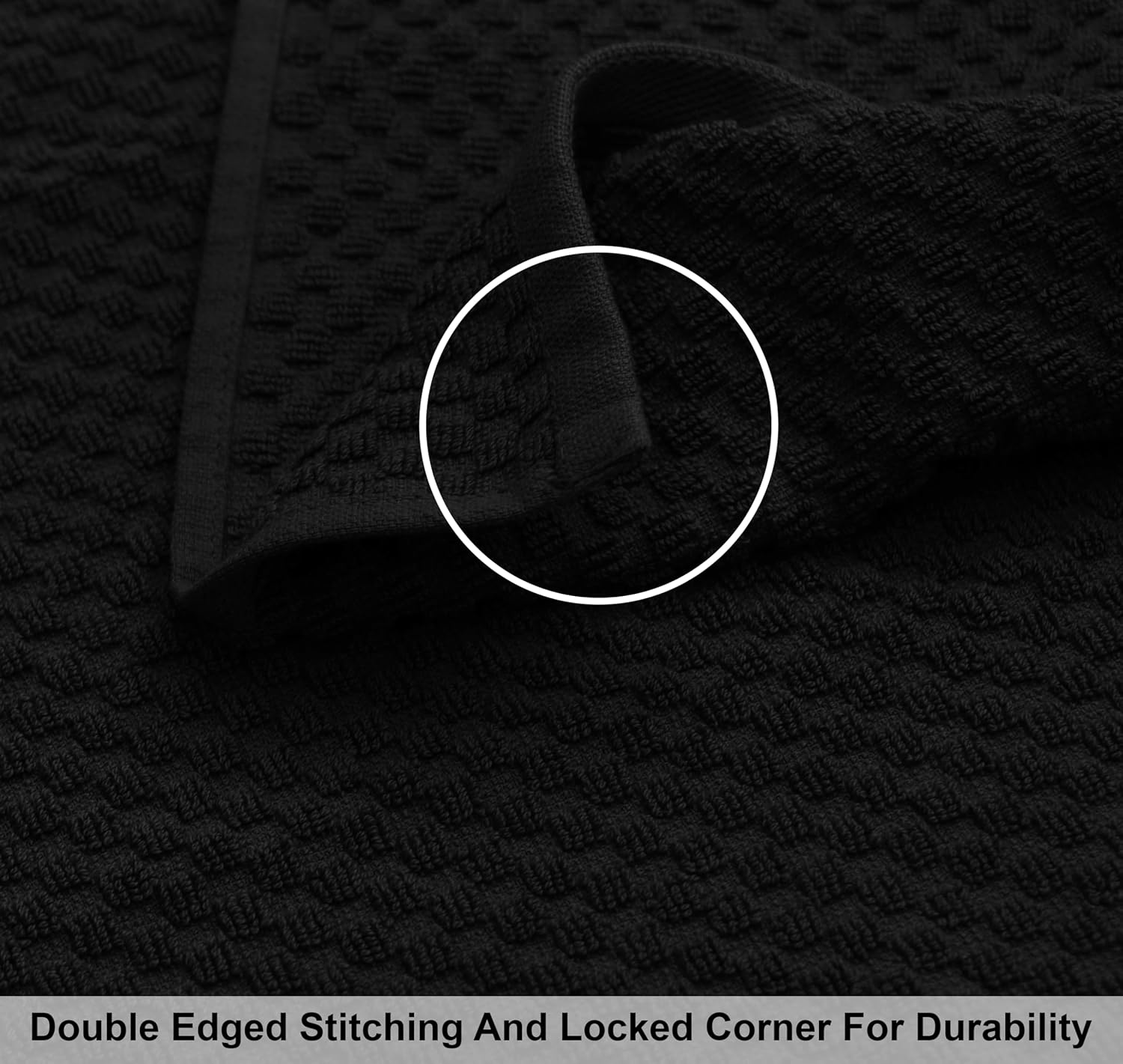 COTTON CRAFT Waffle 6 Piece Towel Set - 100% Cotton - 2 Oversized Luxury Euro Spa Waffle Weave Large Bath Towels, 2 Hand Towels, 2 Washcloths - Absorbent Quick Dry Hotel Bathroom Shower Pool - Black - Image 4