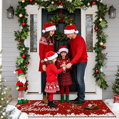 Miniatura 9 de U'Artlines - Alfombra de pasillo navideña 2x6 pies, alfombra de cocina estilo granja, lavable, antideslizante, alfombra de área para cocina