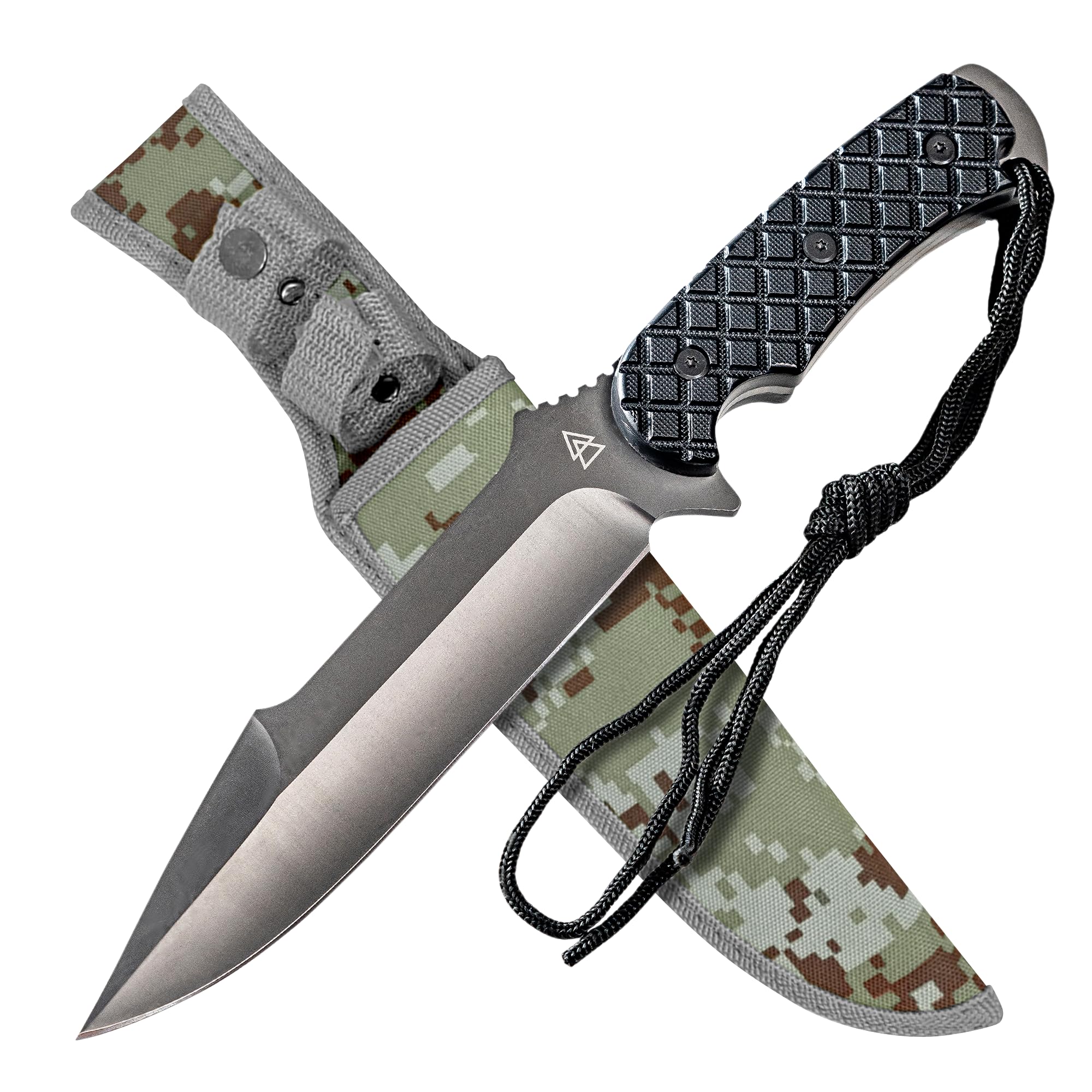 Full Tang Bushcraft Knife, 12" Full Tang Fixed Blade Knife, 440C Stainless Steel Camping Knife with Sheath, Full Tang Survival Knife By Kratos - ZF3