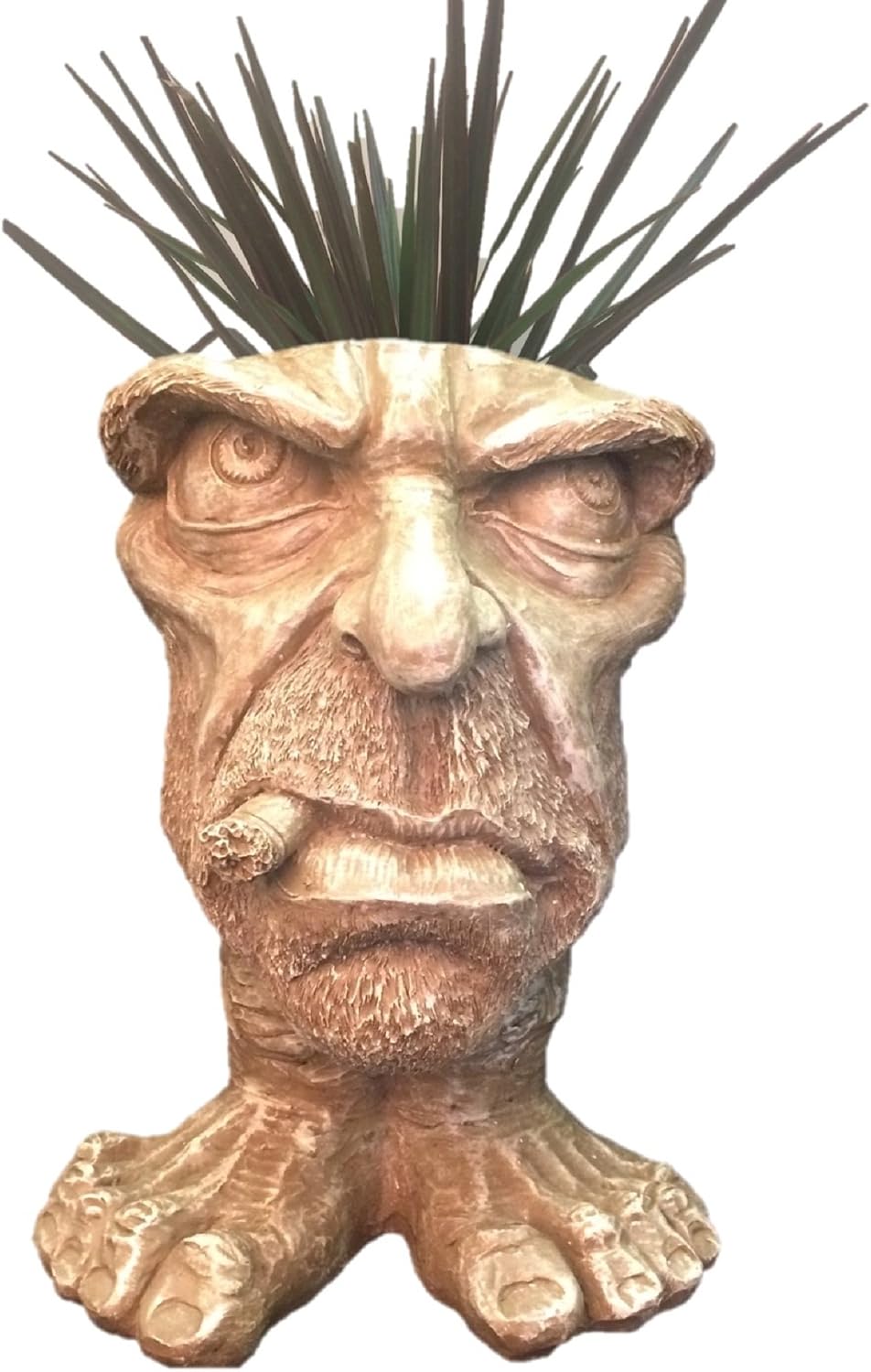 homestyles 13 in. Stone Wash Uncle Carmine The Muggly Statue Face Planter Holds 5 in. Pot