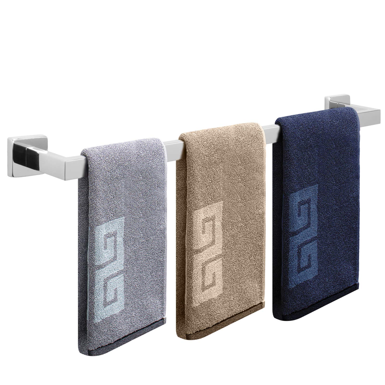 NearMoon Bathroom Towel Bar, Bath Accessories Premium Thicken Stainless Steel Square Shower Towel Rack for Bathroom, Towel Holder Wall Mounted (1 Pack, Chrome Finish, 33 Inch)