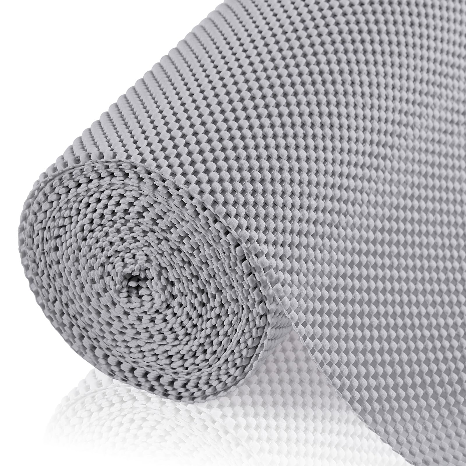 Viseeko Non Slip Drawer and Shelf Liners, 1.8mm Thick Grip Mat for Kitchen Cupboard and Cabinet, Breathable Open Grid Anti Slip Matting, Non Adhesive Liner for Rugs, RV, Caravan (Grey, 51 x 305cm)