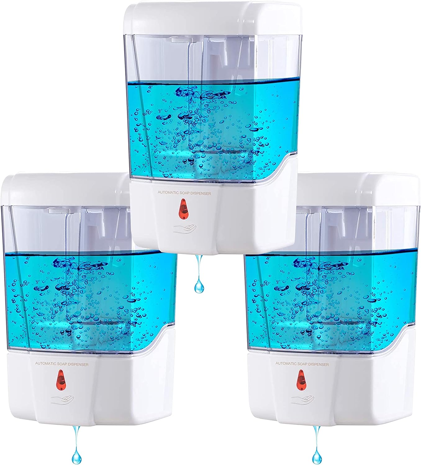 Automatic Soap Dispenser Wall Mount 3 Pack White 20 Oz Waterproof Leakproof for Commercial Bathroom Restroom Toilet Hotel