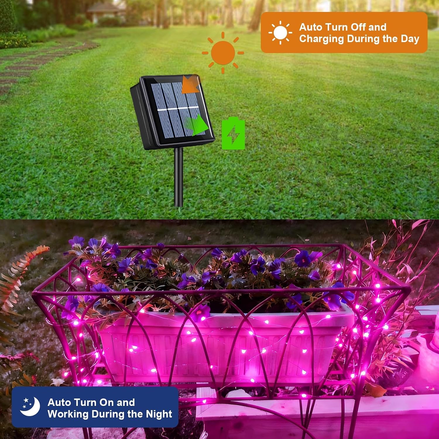 YEGUO 4 Pack Pink Solar Fairy Lights, Each 33ft 100 LED Christmas Lights Outdoor Waterproof, 8 Modes Sliver Wire Solar String Lights