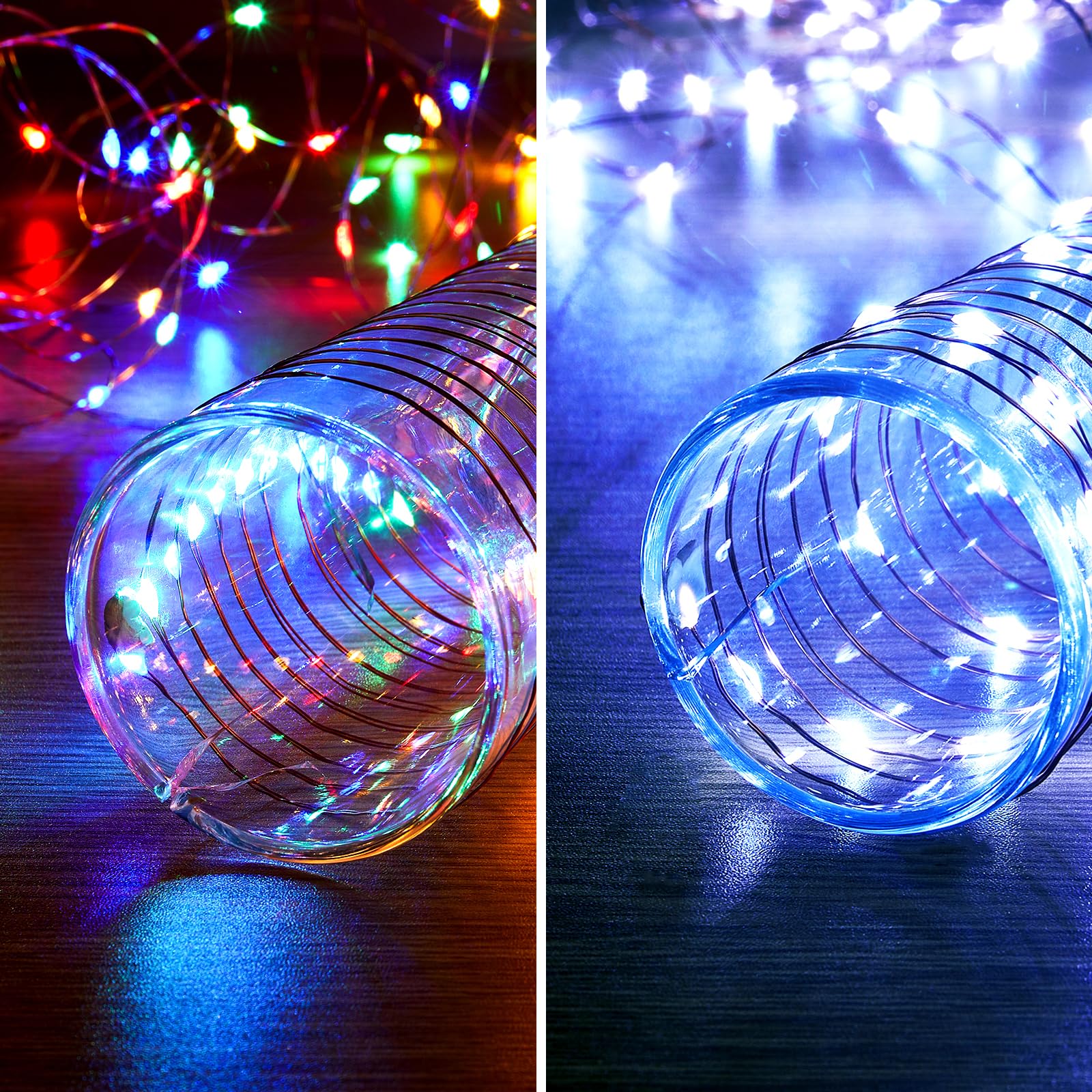 AriceleoMulticolor and White Christmas 16ft LED Lights, Upgraded Bundle