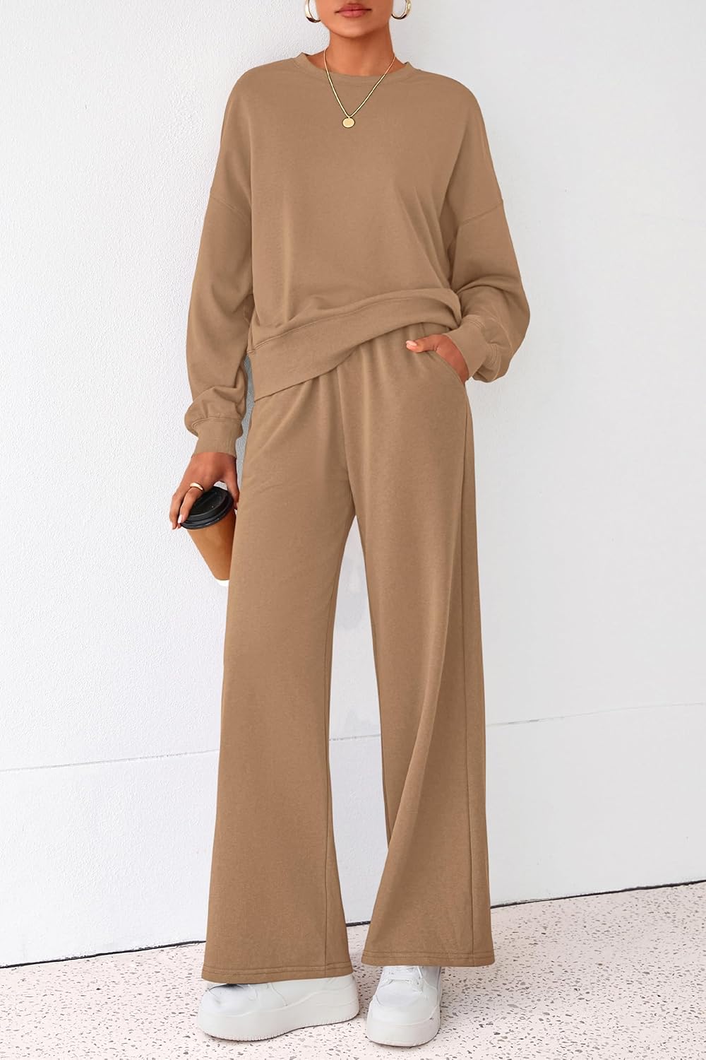 PRETTYGARDEN Women 2 Piece Outfits 2026 Spring Sweatsuits Crewneck Sweatshirt Wide Leg Sweatpants Lounge Sets Tracksuit - Image 3