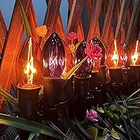 Vista 9 de Luces de camino de Halloween para exteriores, paquete de 10 luces de estaca para decoración de fiesta de Halloween con bombillas C9 transparentes