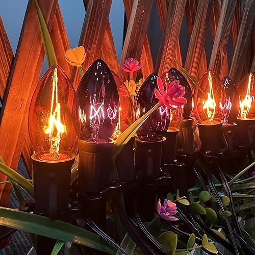 Miniatura 9 de Luces de camino de Halloween para exteriores, paquete de 10 luces de estaca para decoración de fiesta de Halloween con bombillas C9 transparentes