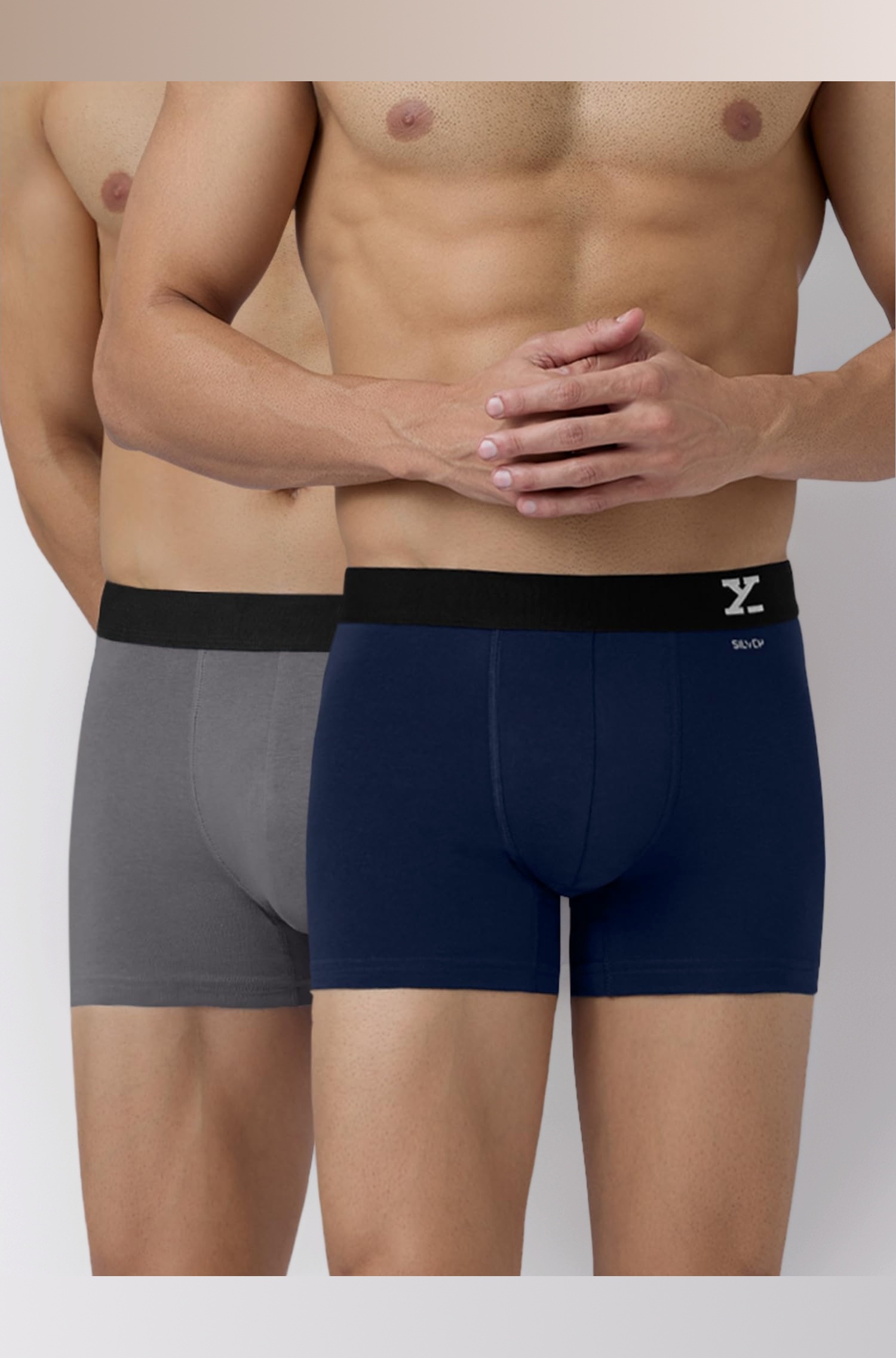 Men's Aero Super Combed Cotton Regular Fit Solid Antimicrobial Trunks with No Marks Waistband (Pack of 2)