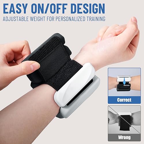 Miniatura 5 de Pesas ajustables para tobillo y muñeca para mujeres y hombres, juego de 2 (1 libra2 libras cada uno), brazaletes de silicona con peso para brazos,