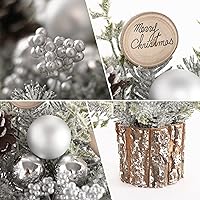 Vista 3 de Super Holiday Small Winter Christmas Tree, Artificial Mini Tabletop Christmas Tree Decorations with Christmas Ornaments, for Home Party Thankgivings
