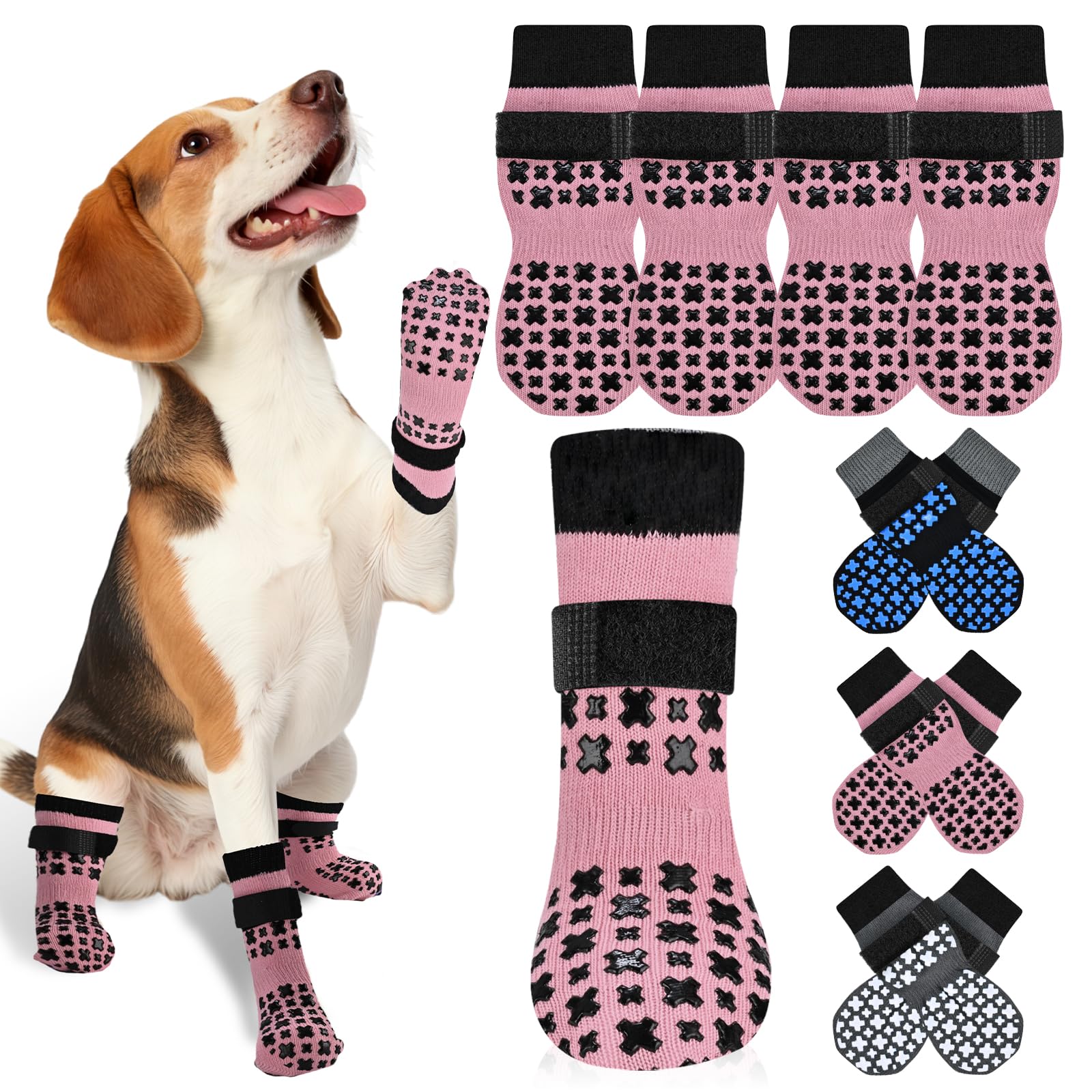Non-Slip Dog Socks for Hardwood Floors Anti Slip Double-Sided Grippy Socks for Senior Dogs to Prevent Licking Paws, Scratching & Hot Pavement Premium Dog Paw Protector with Grippers Pink M — view 13