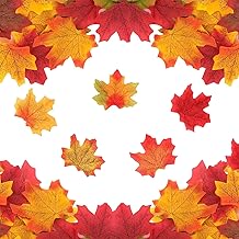 Herbstblätter Deko, 100 Stück Künstliche Ahornblätter, 8 cm Simulierte Ahornblattpflanze, Streudeko Herbst Blätter Deko, Innenzimmer Party Dekoration für Halloween Erntedankfest Hochzeit Herbstpartys