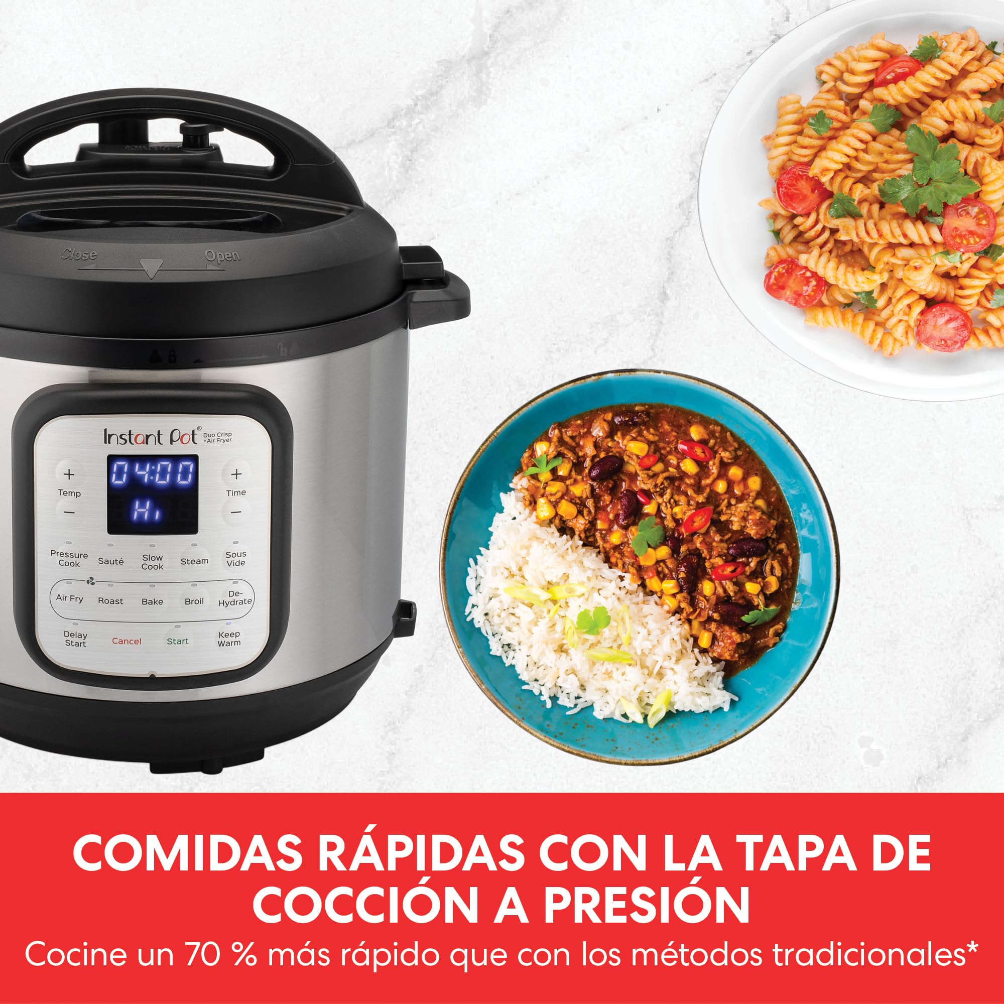 Instant Pot DUO CRISP + Air Fryer 8L, Acero inoxidable - Robot de cocina (11 funciones en 1: olla a presión, sartén, vapor, olla lenta) (140-0042-01-EU)